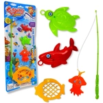 Varinha Pega Peixe Com 4 Peças Brinquedo Infantil 19 cm U