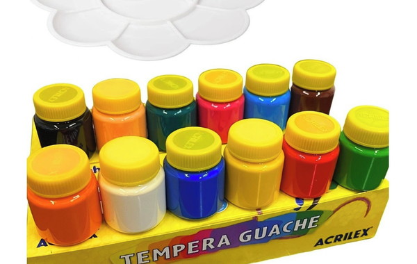 Kit Tinta Guache Tempera 12 cores