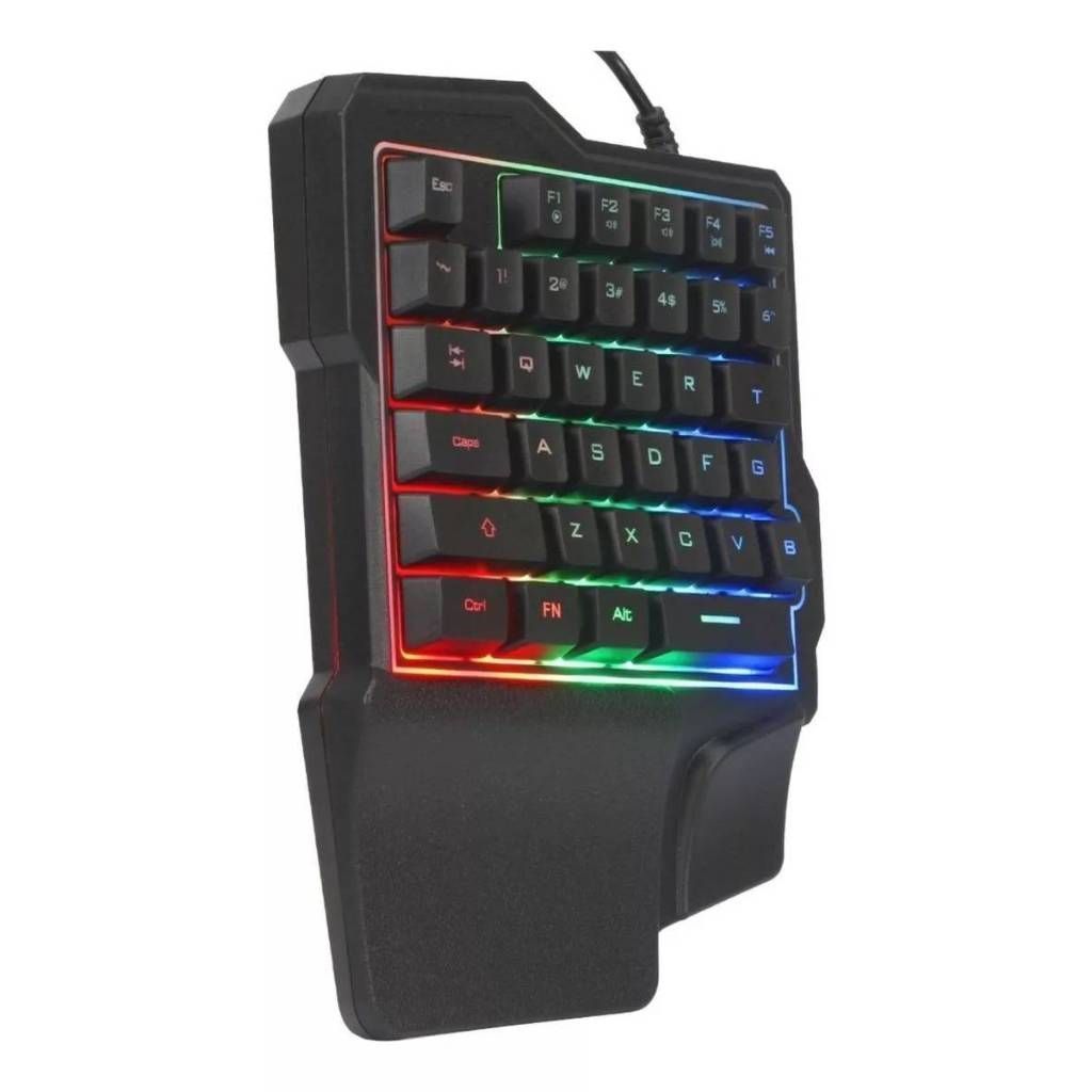 Teclado Gamer Single Handed Semi Mecânico Usb Rgb Preto