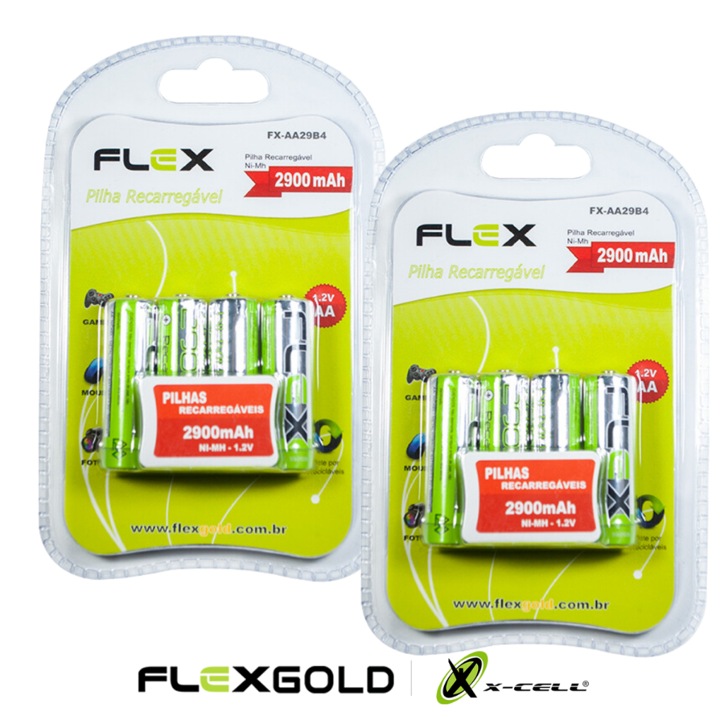 Pilha Recarregável AA 2900mah Blister C/4 Flex - Original