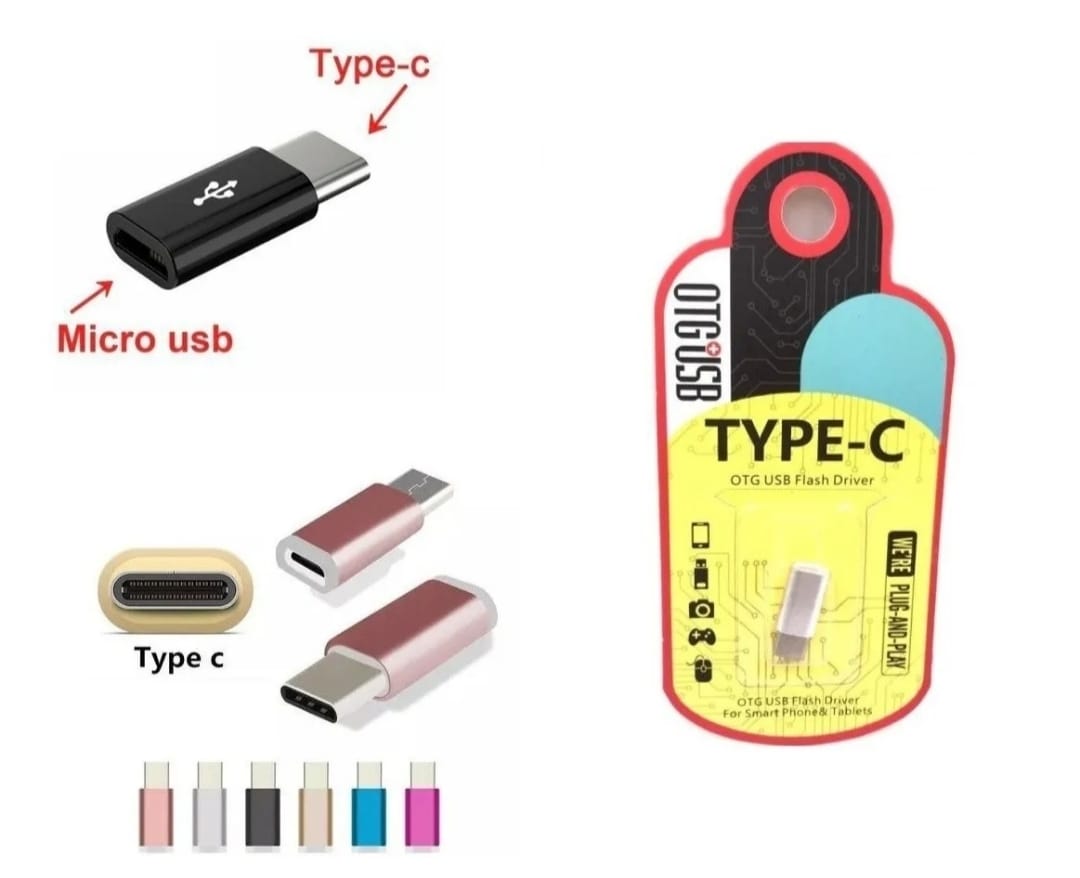 Adaptador OTG USB tipo C macho e micro USB femea