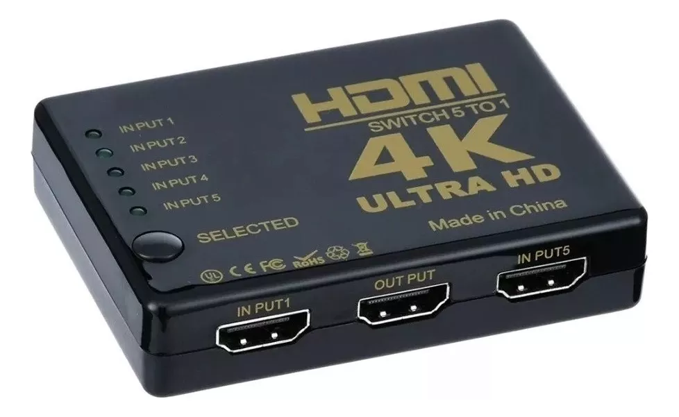 Switch Hdmi Adaptador Hub 5x1 Splitter 4k Com Controle