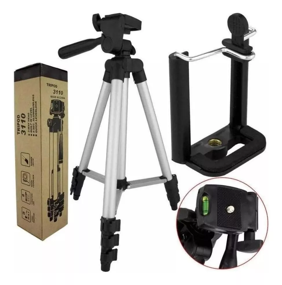 Tripé profissional Universal Para Câmera/Celular/Ring Light com suporte 1.1m prata/cinza 3110