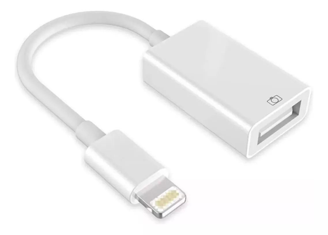 Cabo Otg Usb Compatível Com iPhone E iPad Pendrive Teclado Cor Branco